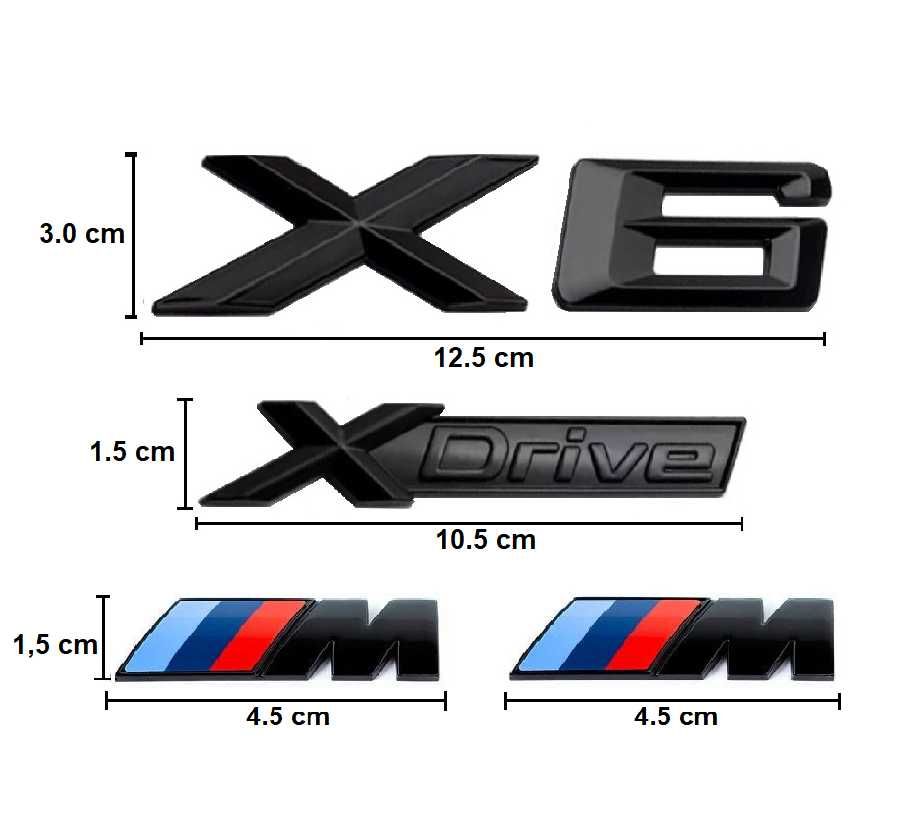 SET embleme BMW X6 / Xdrive / M Emblema Sticker Sigla Scris Stema auto
