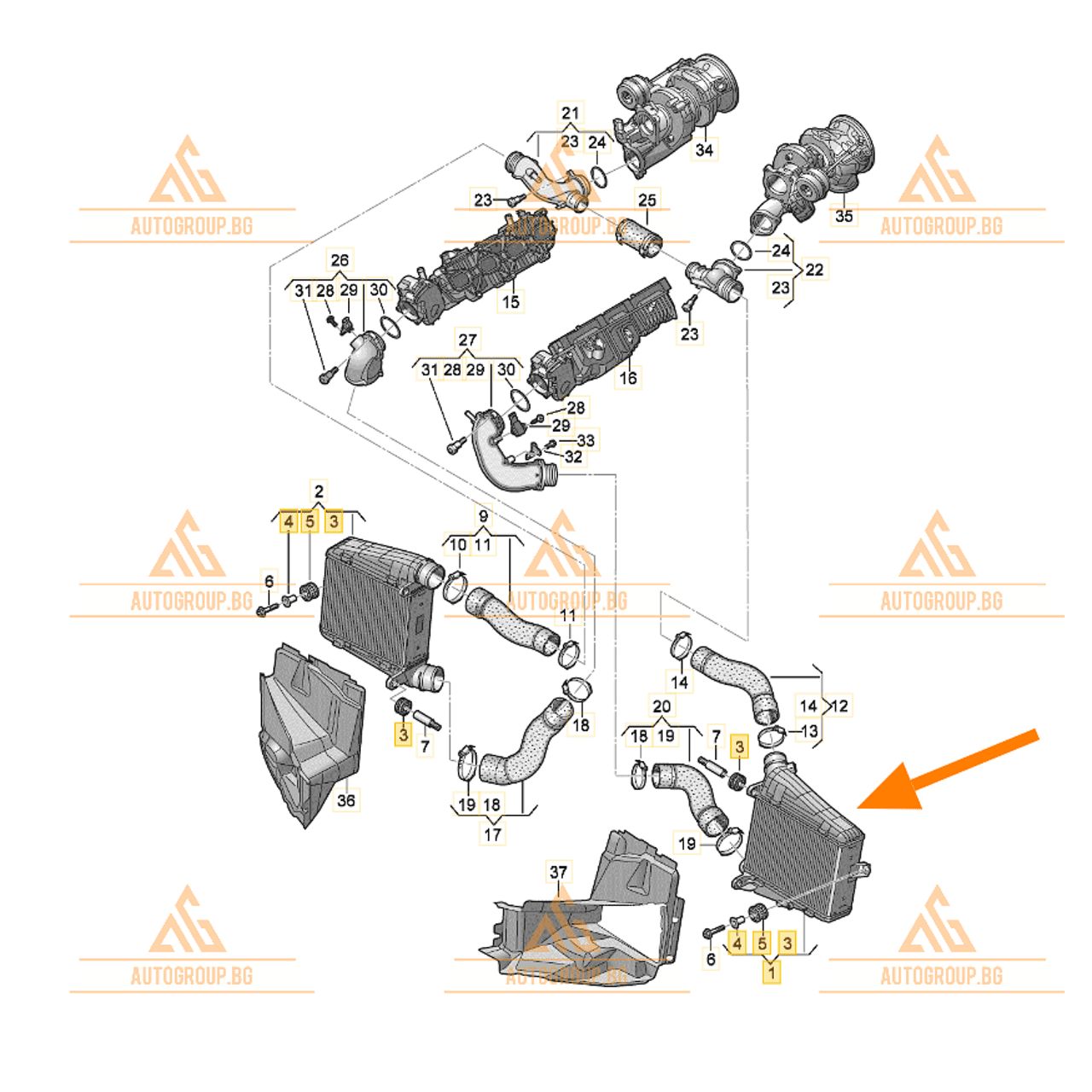Ляв интеркулер за audi a8 d5 4n - 4n0145805p