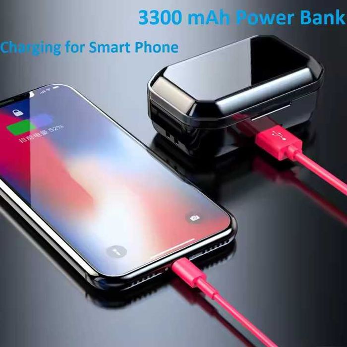 Casti Wireless G02 Bluetooth  Microfon IPX7 Powerbank 3300mAh