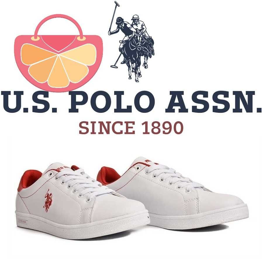%ПРОМО% POLO® № 38 – Дамски кожени кецове "WHITE & BLUE" нови с кутия