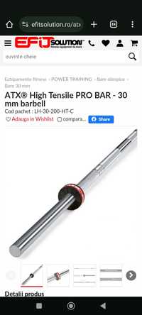 Haltera fitness 
ATX® High Tensile PRO BAR - 30 mm barbell