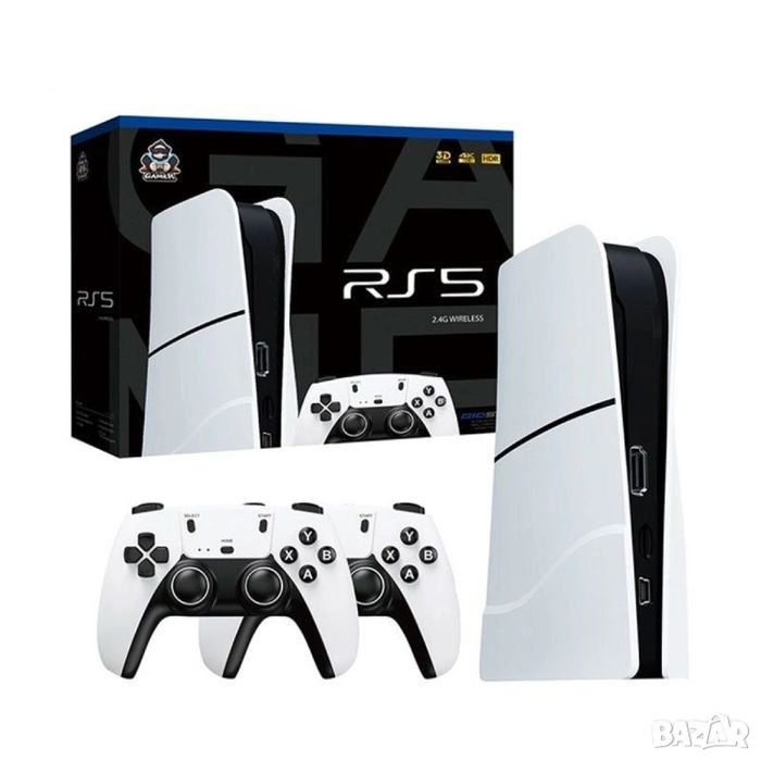 Игрална конзола RS5 – 4K Game Stick, 64GB, 46 000+ игри, 2 джойстика
