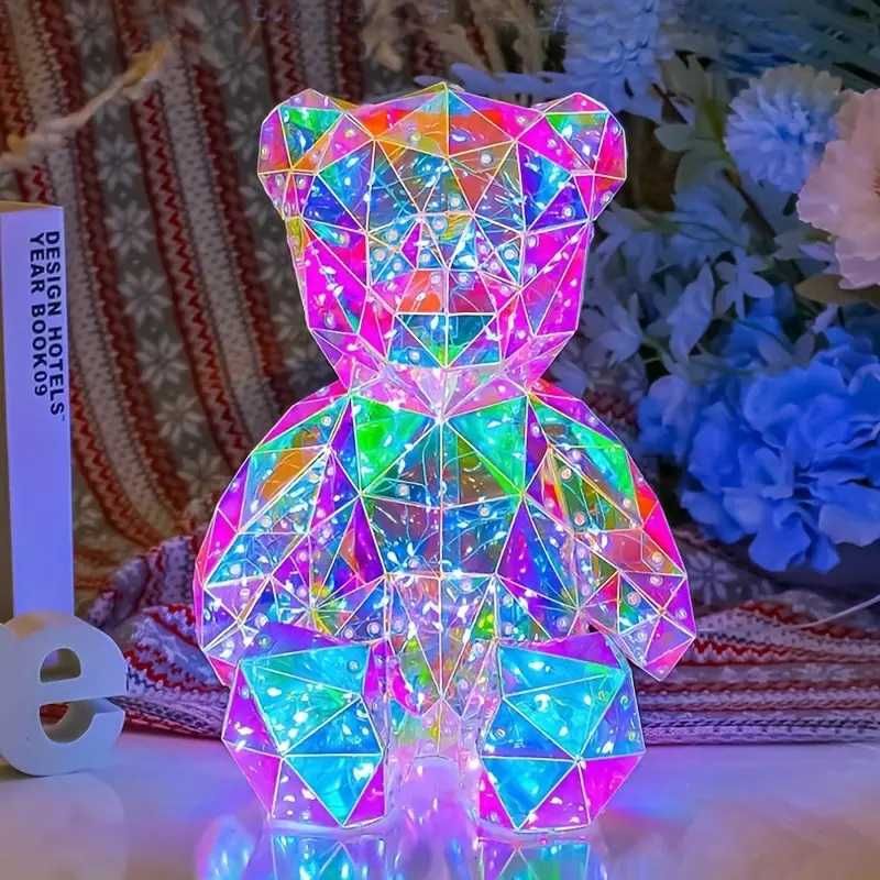 3D Светещо мече Bear 30cm LED  светлина с USB захранване и батерии