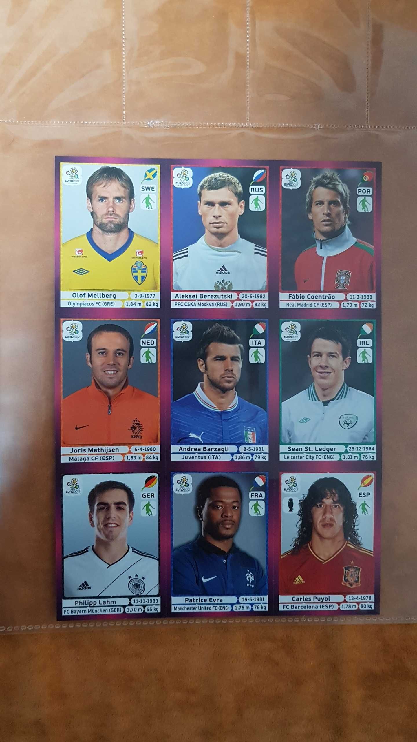 Stickere sheet Euro 2012 (Puyol, Lahm, Evra etc.)