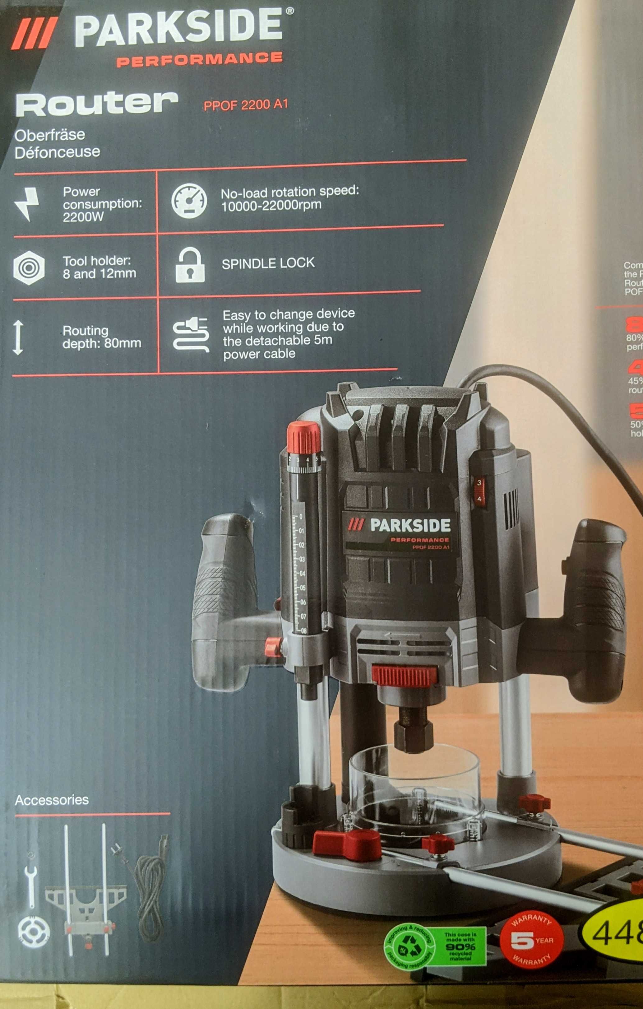 2200W Дърводелска Оберфреза Parkside Performance PPOF A1 Фреза фрезова