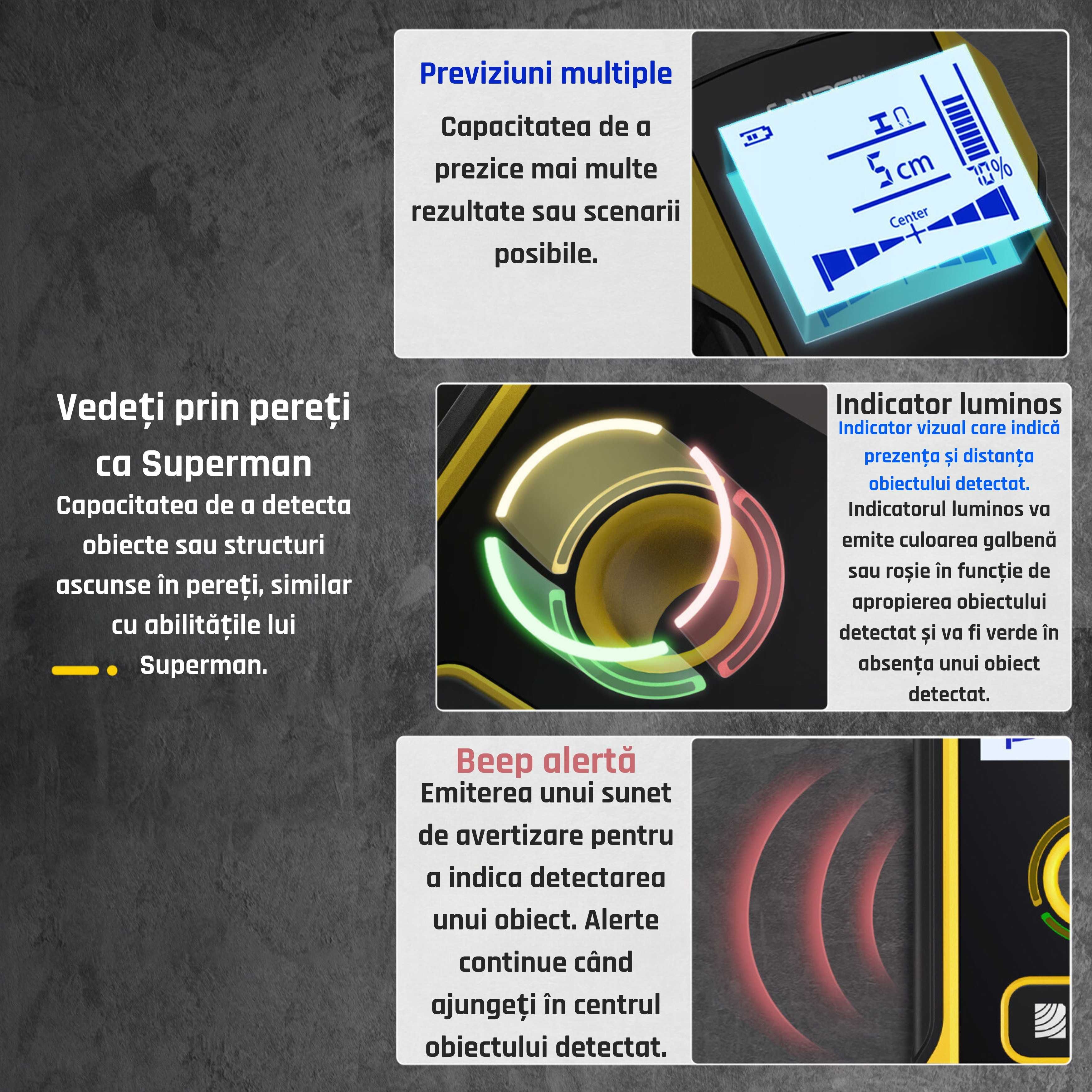 Detector Digital Localizare Cabluri Lemn Tevi in Perete FNIRSI WD-01