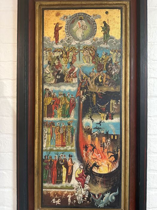 Vând Icoană pictată pe lemn - ,,Judecata de Apoi” mărime (60x34) cm