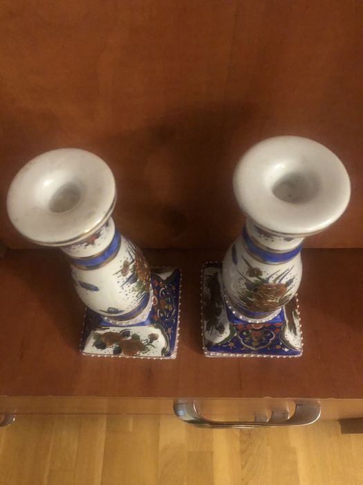 Pereche vase/sfeșnice porțelan  vechi, colecționari
