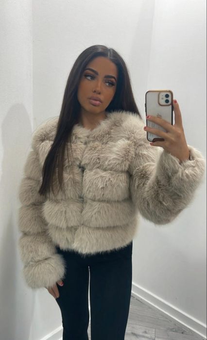 Пухено палто еко косъм