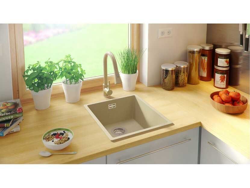 Кухненска Мивка от гранит модел Лондон 45 Slim 410 x 470 mm - бежова