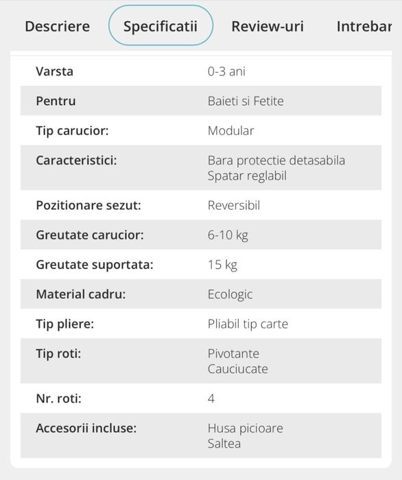 Carucior Greentom 2 în 1 reversibil