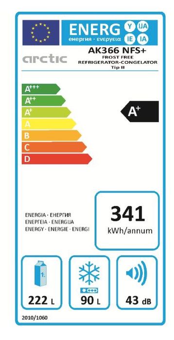 Combina frigorifică (frigider + congelator) Arctic No Frost A+
