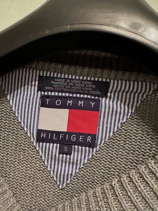 Мъжки пуловер Vintage Tommy Hilfiger | Размер S (уголемен) |Сиво-черен