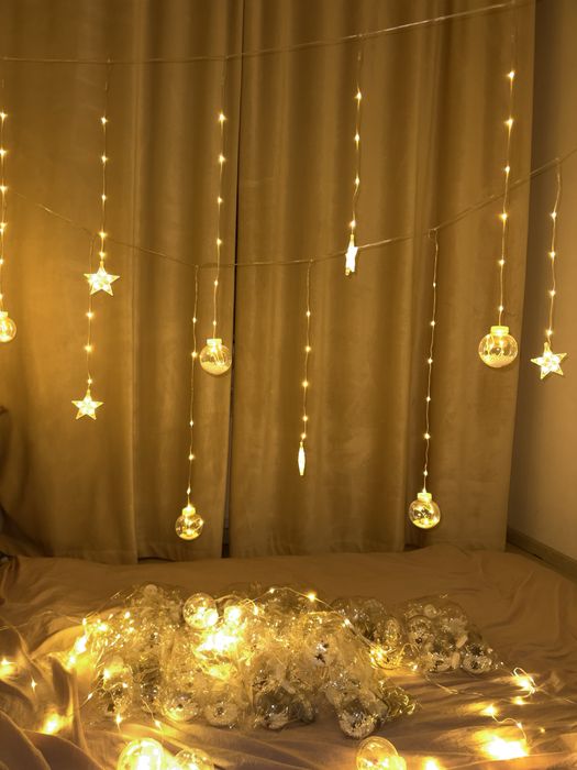 Алтын түсті мерекелік гирлянда жиынтығы — фотозонаға дайын декор