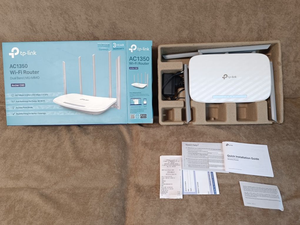 Рутер TP-Link Archer C60 Dual Band AC1350 за видеонаблюдение или дома