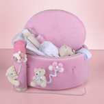 Set Complet Trusou Botez Cutie Catifea roz + Lumanare