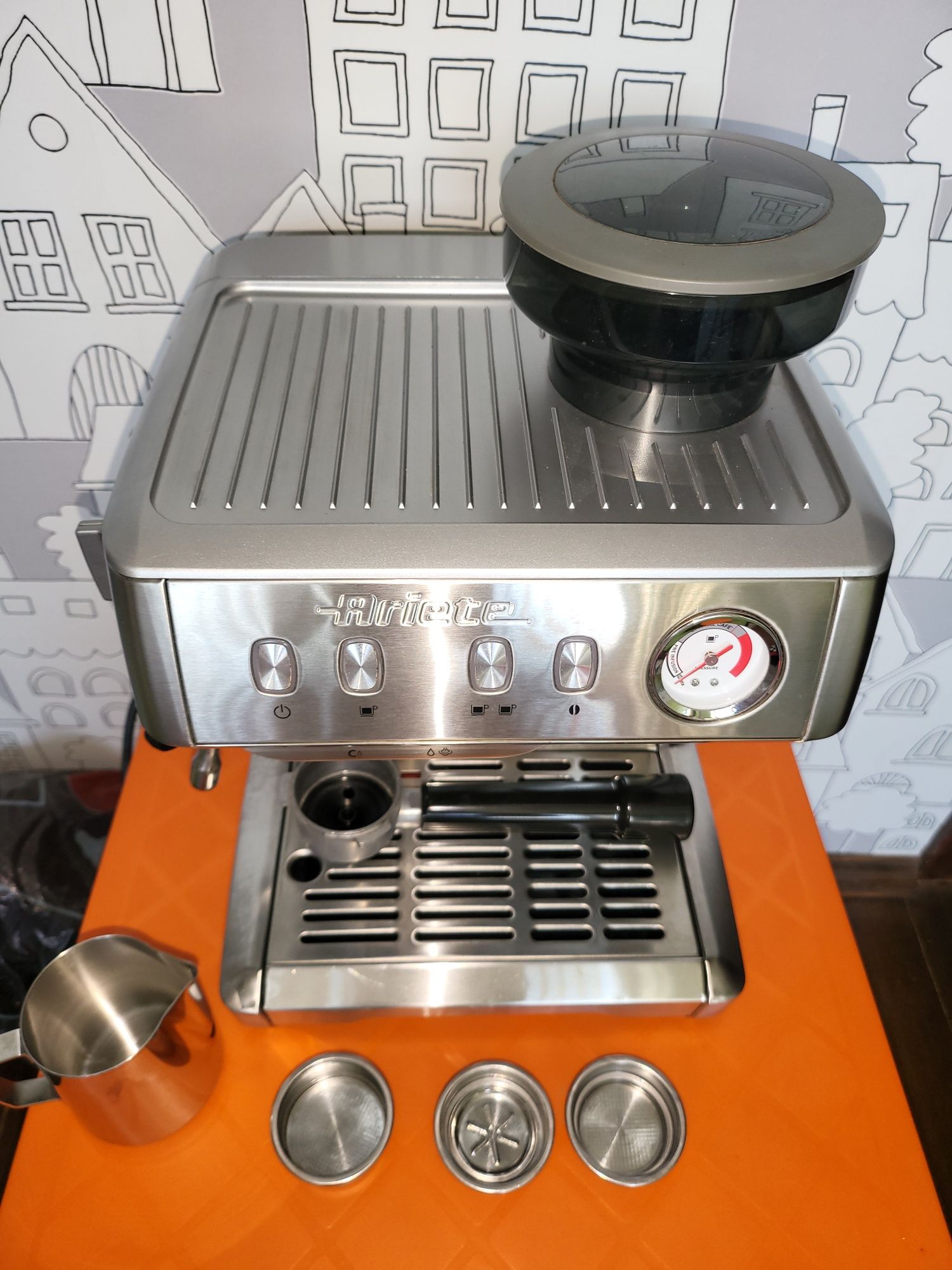 Кафемашина с вградена мелачка Ariete 1313 Metal 15 Bar