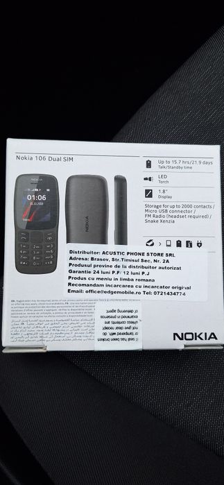 Telefon mobil Nokia 106, Dual SIM - DEFECT (nu se mai aude cand suna)