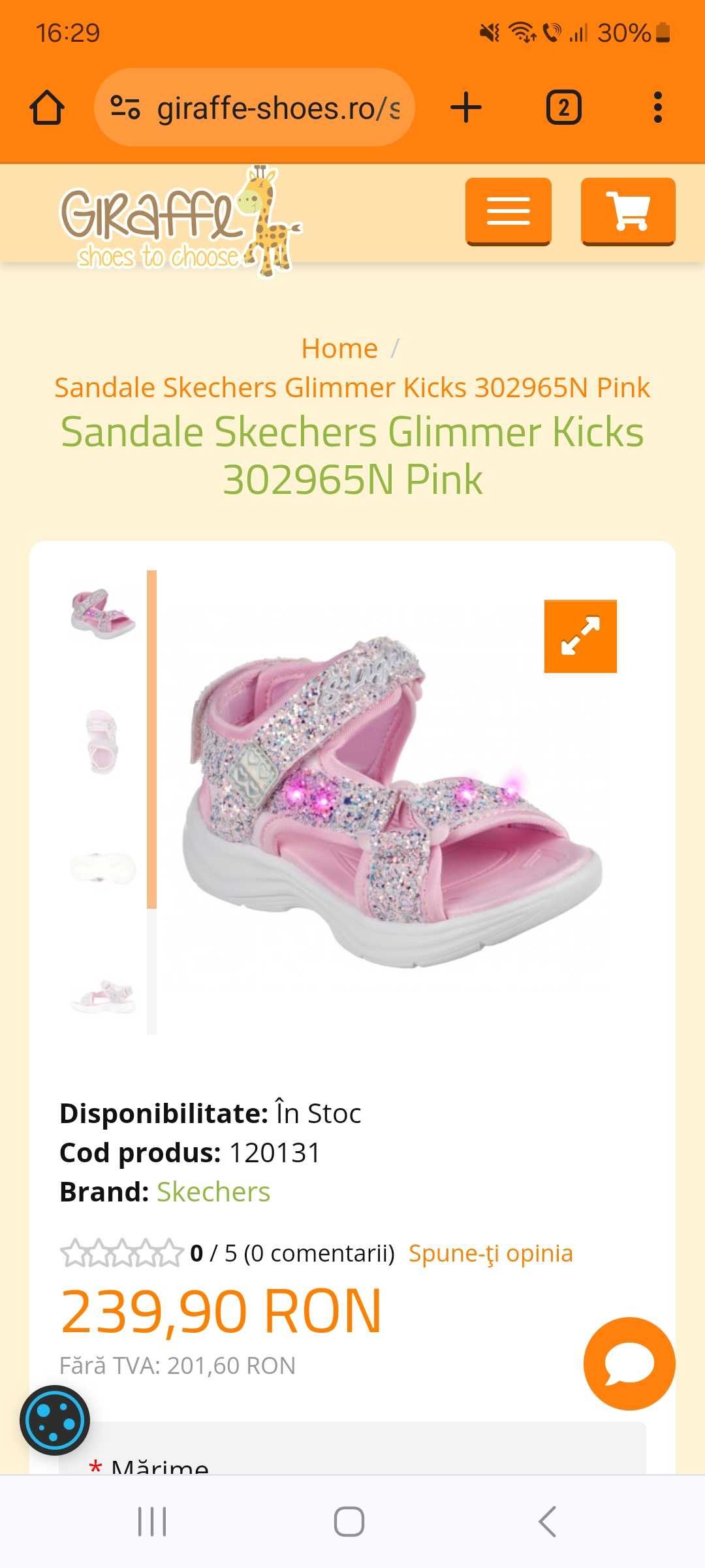 Sandale Skechers Glimmer Roz pentru fetite