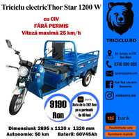 Triciclu electric THOR STAR 1200W, electric NOU Agramix