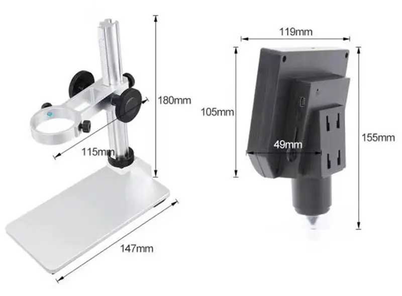 Микроскоп цифров с 4.3'' монитор и статив G600+, фокус 20...120mm
