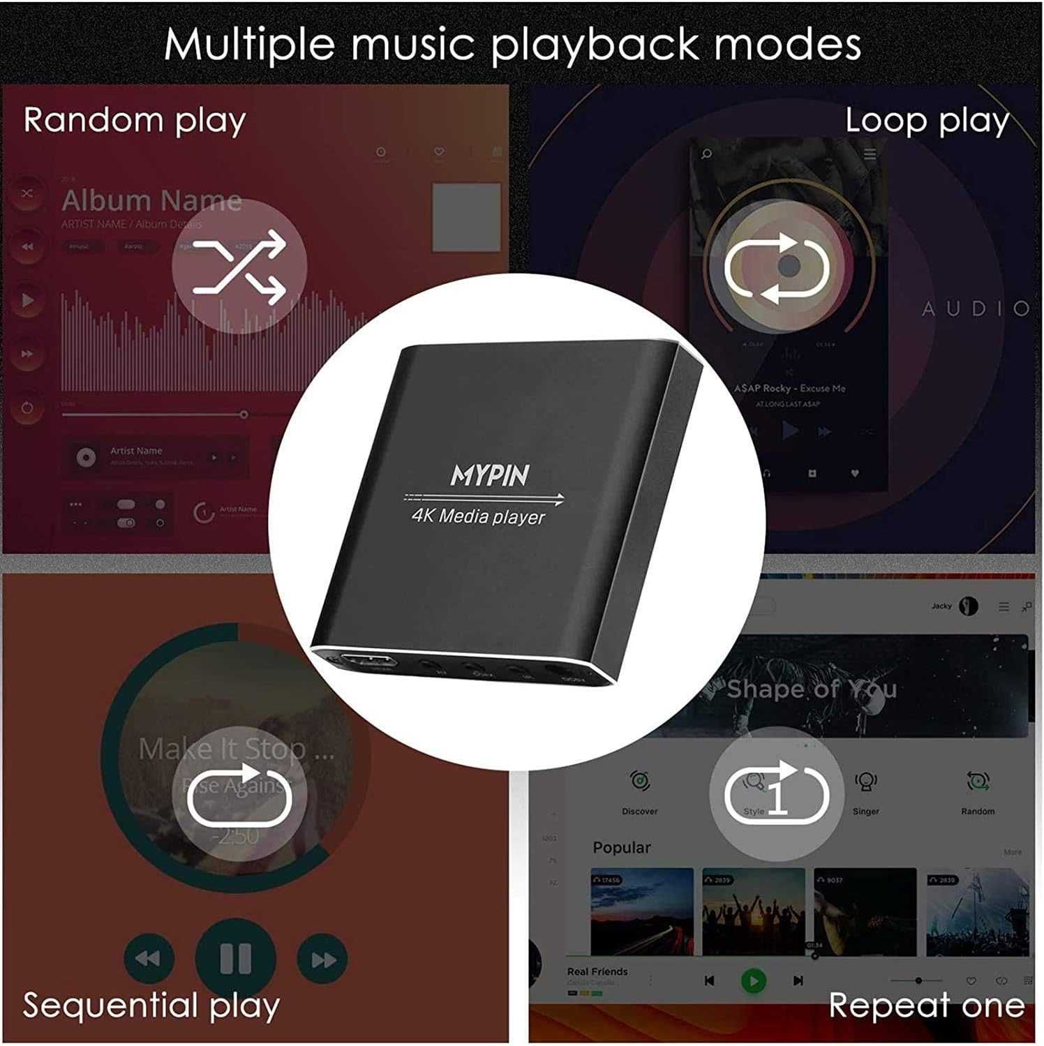 Player digital media HDMI 4K MYPIN,TV box,,audio 7.1 sunet surround