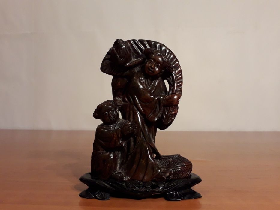 Statueta Veche Sculptata in Piatra Shoushan - Piesa Rara de Colectie