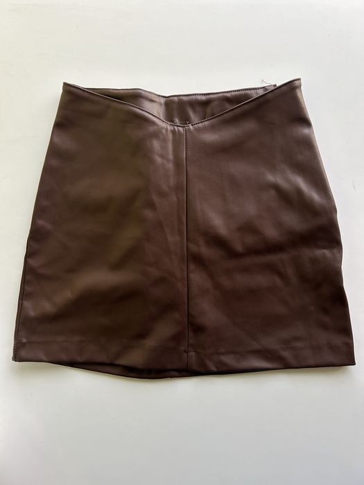 Кафява кожена пола H&M