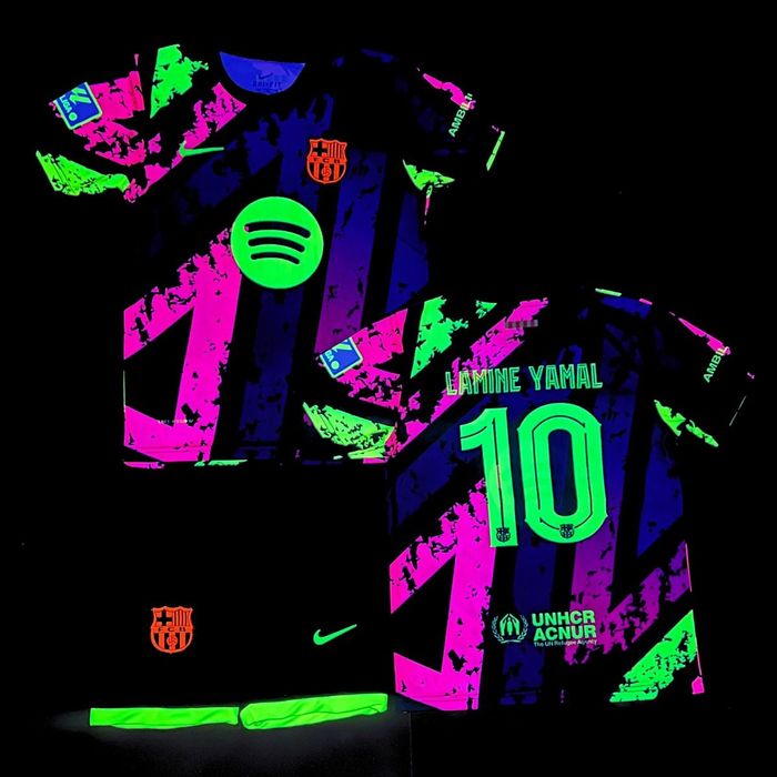 Детски флуоресцентен футболен екип на Барселона #ЛАМИН ЯМАЛ #10!