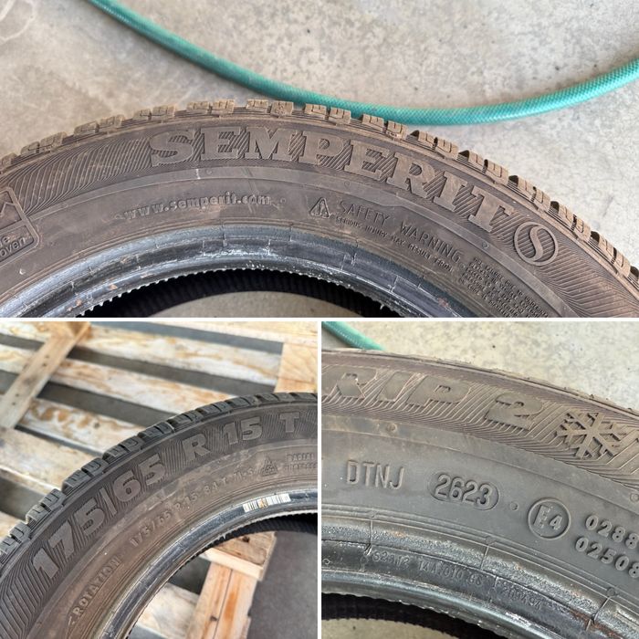 4бр. КАТО НОВИ Зимни Гуми 175/65R/15 -SEMPERIT- DOT:2623- 7.0мм+6.7мм