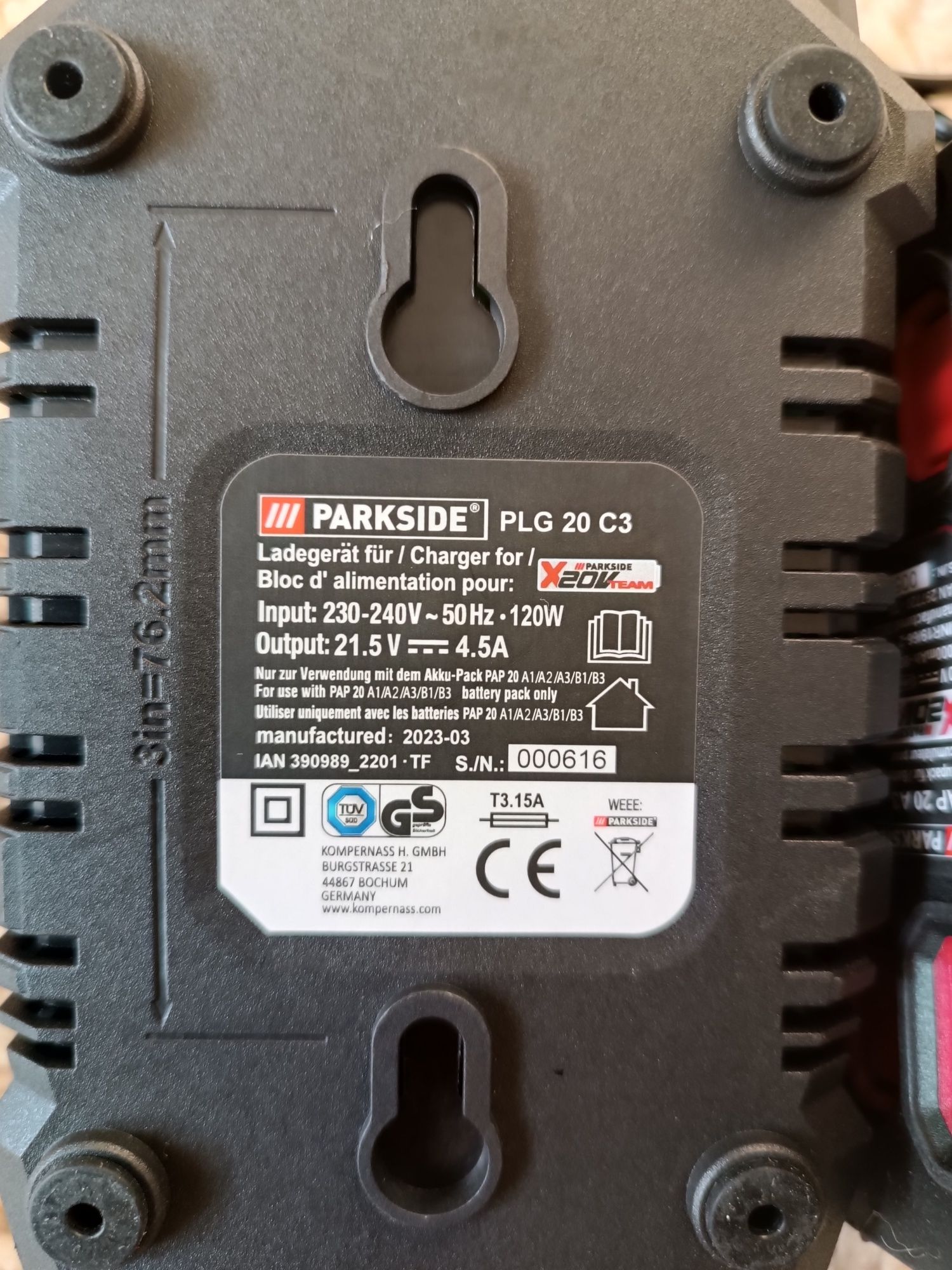 20 V - 4.5 Ah - Батерия и зарядно Parkside/Парксайд