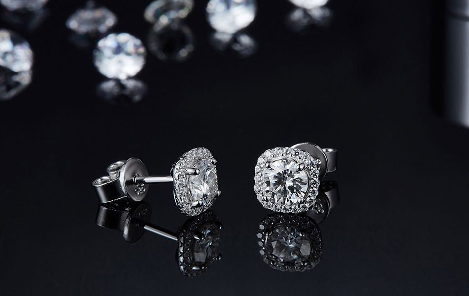 Cercei Diamant Moissanite 0.5ct Argint 925.