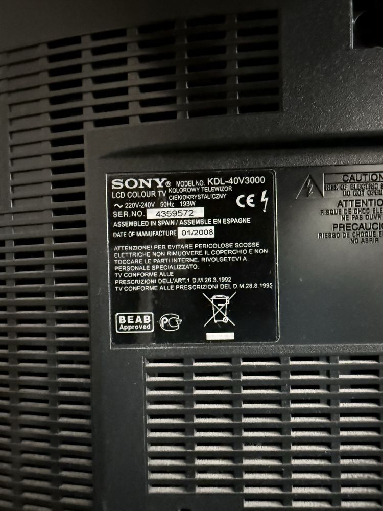 Sony bravia kdl40v3000 ЗА ЧАСТИ СОНИ БРАВИА