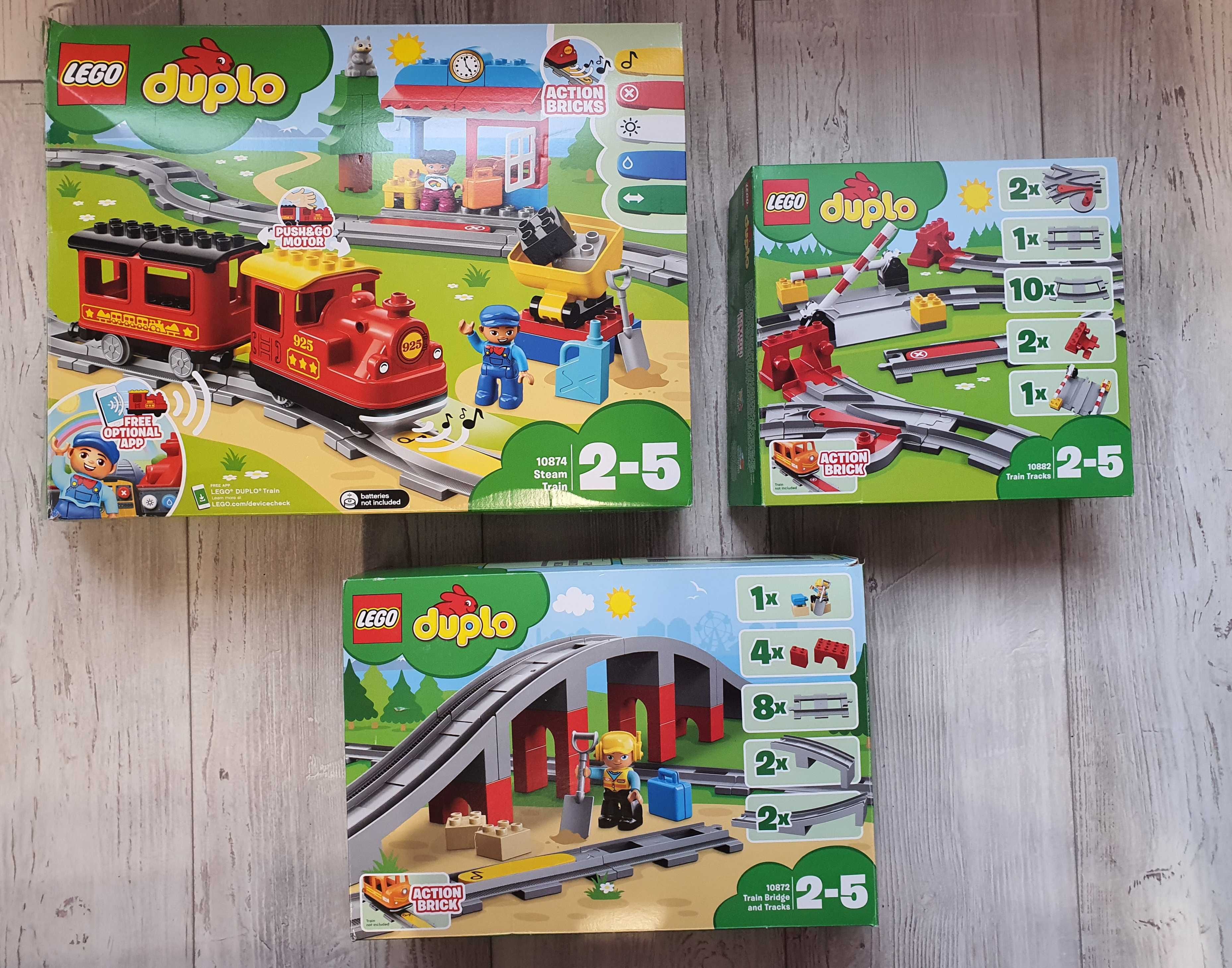 Lego duplo парен влак 10874,допълнително релси Lego 10882, мост- 10872