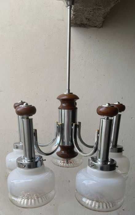 Lustra Mazzega, MCM Art Deco, sticla de Murano, vintage, unica