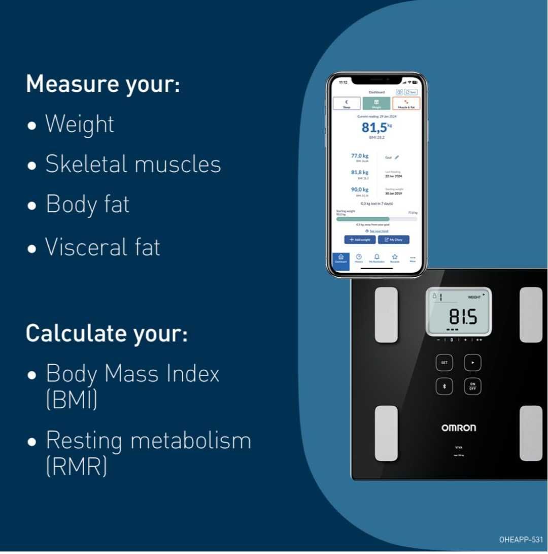 OMRON VIVA интелигентна везна монитор за пълен индекс телесна маса