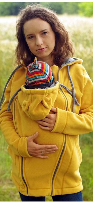 Полар за бебеносене, отпред и на гръб, жълт