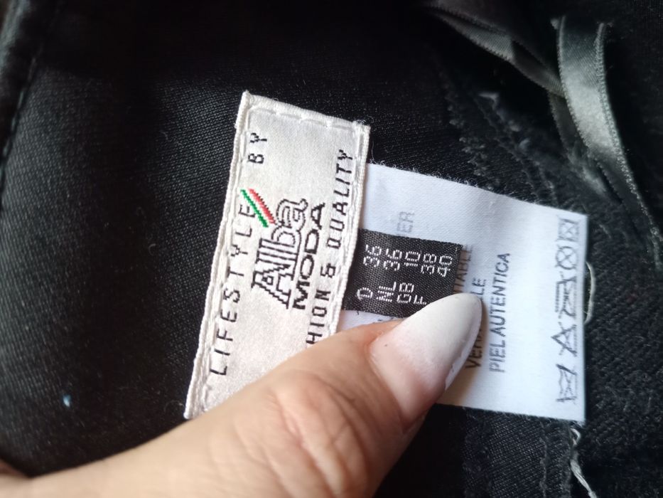 Pantaloni din piele naturală elastica Alba Moda