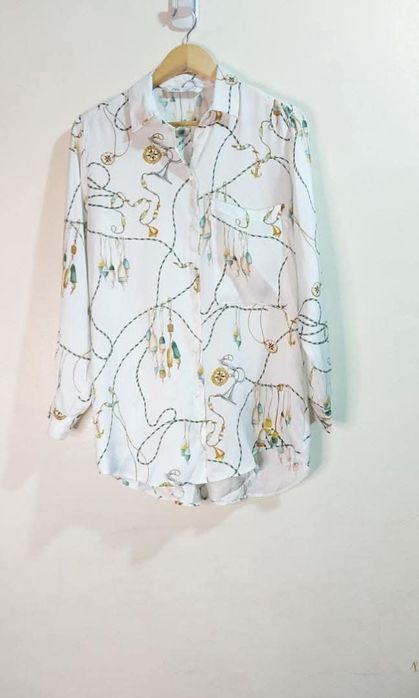 ZARA сатенирана риза с принт р-р М