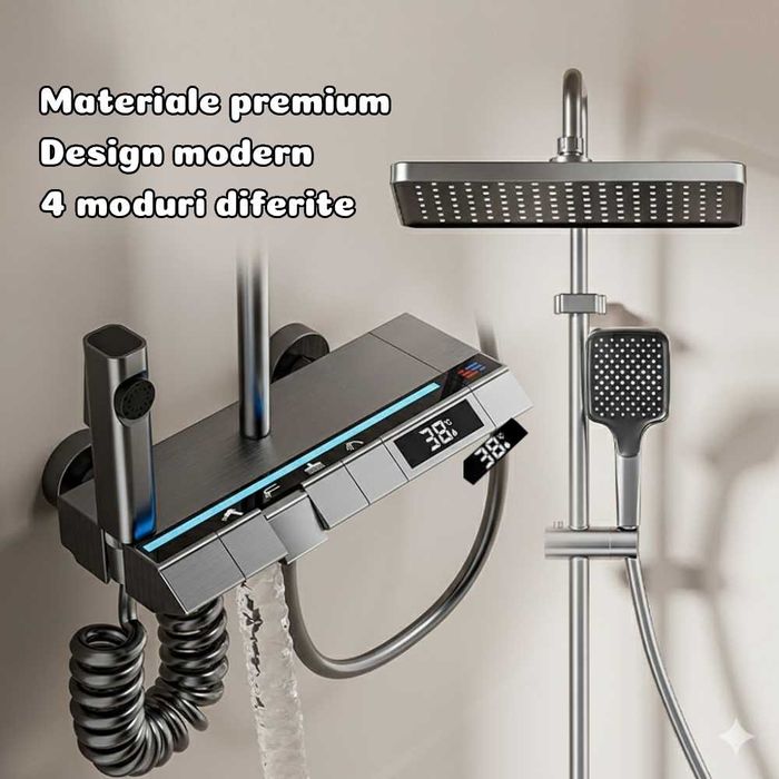 Set Coloana Dus Premium, Termostat, Temperatura, 4 Functii, Tip Ploaie
