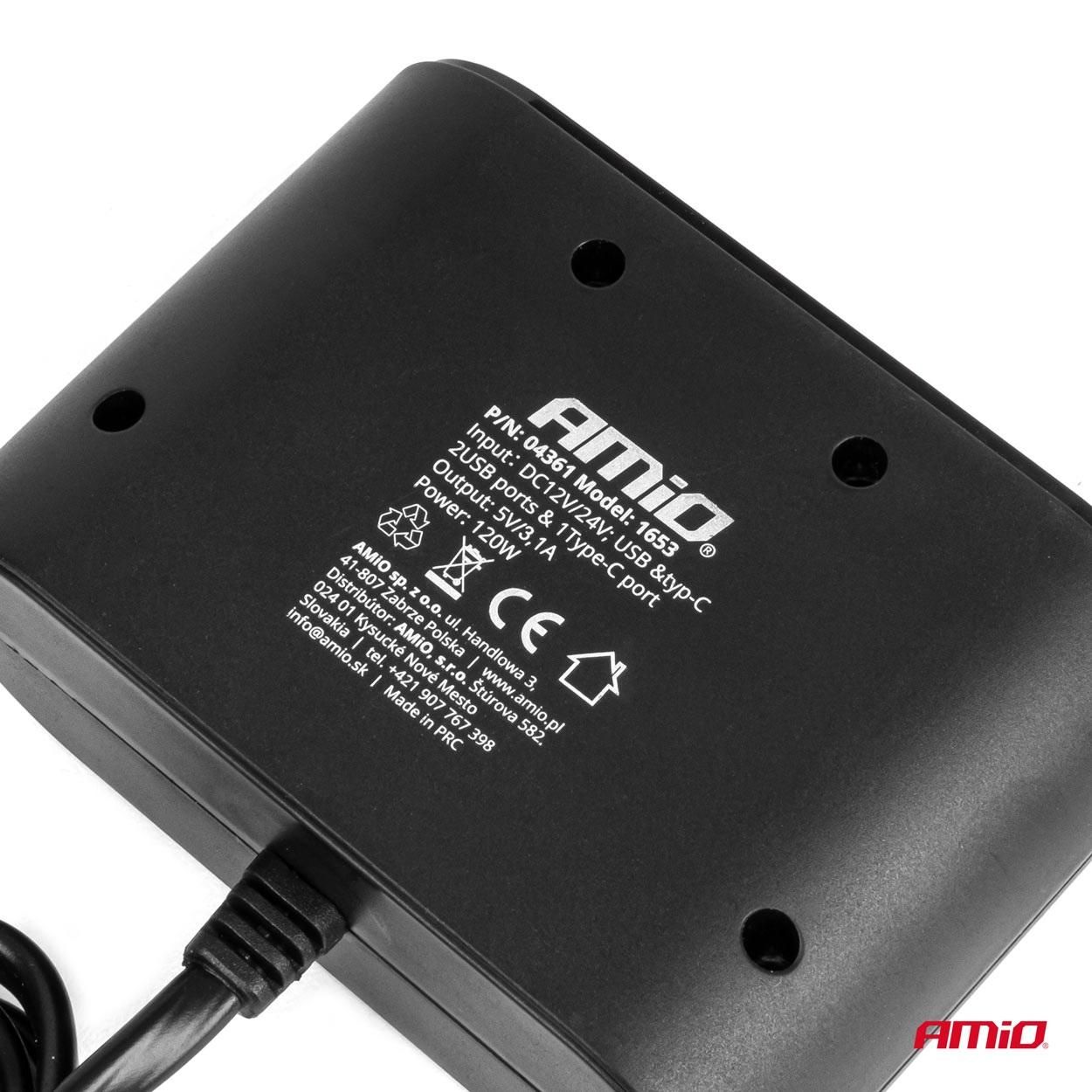 разклонител за запалка с зарядно устройство 2x usb-a 1x usb-c 12v ...