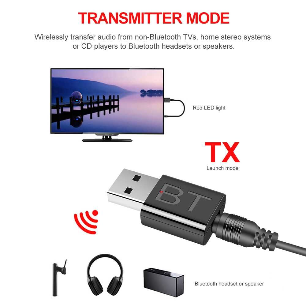 Bluetooth USB Аудио приемник - предавател 2 в 1 мини, 3.5mm жак