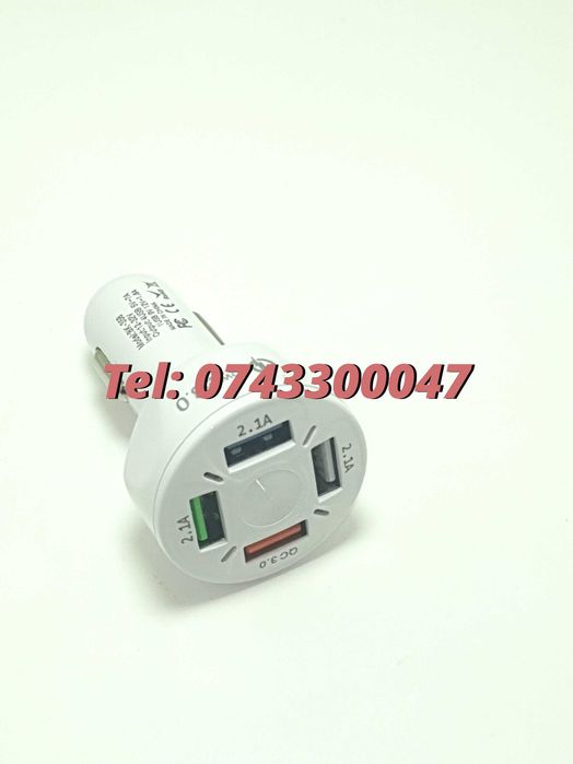 Incarcator Universal Masina Auto 4 Porturi Bricheta Usb Qc Fastcharge