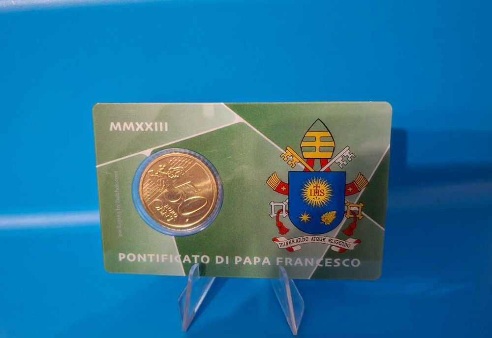 Монета Ватикан от 50 цента BU в карта N°44, N°45, N°46, N°47 с марка.