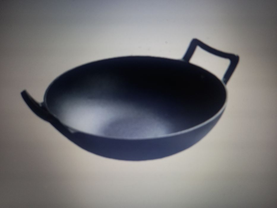 Wok fontă  cu capac din lemn 37 cm x 10 cm