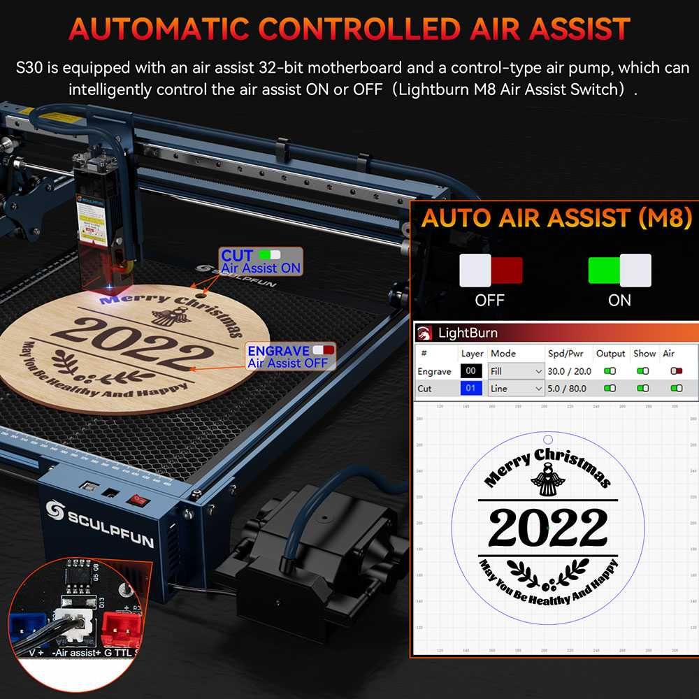 SCULPFUN S9-680лв. S30-950лв. 5-6W CNC лазер лазерно гравиране рязане