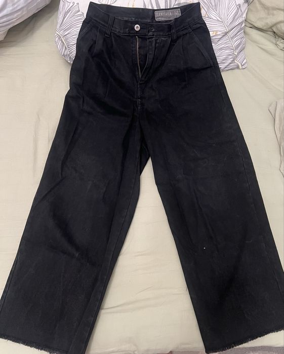 Черные широкие джинсы женские