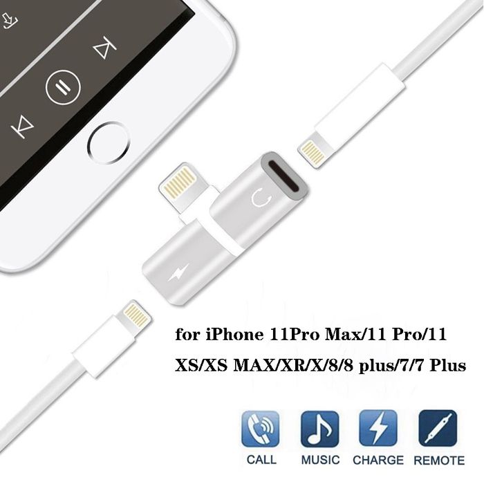 Преходник,сплитер,донгъл за слушалки за IPhone 7plus,8,XS,XR,11Pro,12