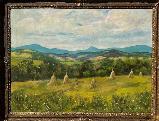 *PEISAJ CU CĂPIȚE* Tablou VECHI, ulei/c, semnat. 80x60cm
