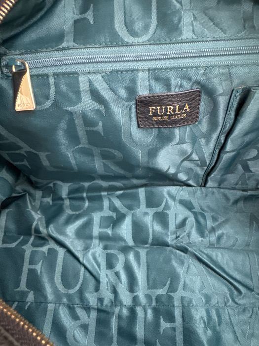 Furla черна кожена чанта голям размер